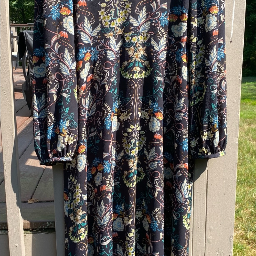 Zara long sleeve printed crepe dress